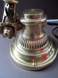 Antique Dugdills Art Nouveau Flower Desk Lamp with Antique Vaseline Shade