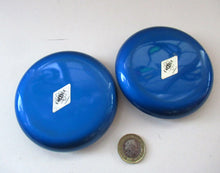 Load image into Gallery viewer, 1950s Norwegian Dark Blue Emalok Pair Candle Holders Candleholders
