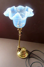 Load image into Gallery viewer, Antique Dugdills Art Nouveau Flower Desk Lamp with Antique Vaseline Shade
