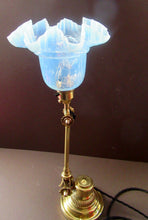 Load image into Gallery viewer, Antique Dugdills Art Nouveau Flower Desk Lamp with Antique Vaseline Shade
