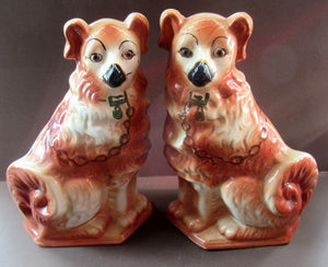 Scottish Pottery Victorian Bo'ness Pottery Spaniels or Chimney Dogs 1900