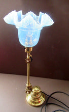 Load image into Gallery viewer, Antique Dugdills Art Nouveau Flower Desk Lamp with Antique Vaseline Shade
