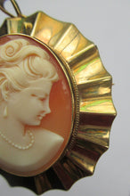 Load image into Gallery viewer, Vintage 9ct gold Shell Cameo Brooch London Hallmark
