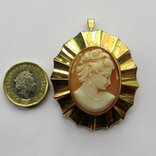 Load image into Gallery viewer, Vintage 9ct gold Shell Cameo Brooch London Hallmark
