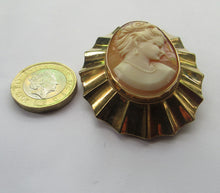 Load image into Gallery viewer, Vintage 9ct gold Shell Cameo Brooch London Hallmark
