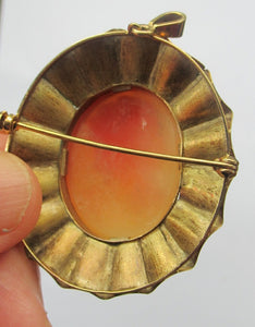 Vintage 9ct gold Shell Cameo Brooch London Hallmark