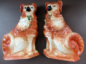 Scottish Pottery Victorian Bo'ness Pottery Spaniels or Chimney Dogs 1900 Antique