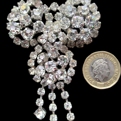 Large Vintage Hollywood Glamour 1950s Diamante Crystals Brooch