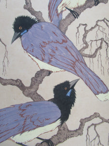 1920s Art Deco Colour Woodcut by Martin Erich Philipp. Crows Ravens