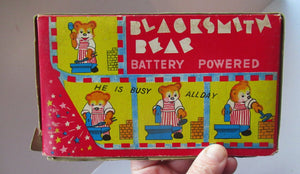 1950s Blacksmith Bear Battery Tinplate Toy A1 Japanese
