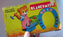 Load image into Gallery viewer, 1950s Blacksmith Bear Battery Tinplate Toy A1 Japanese
