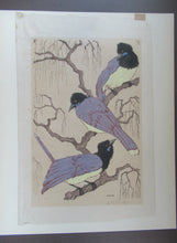 Load image into Gallery viewer, 1920s Art Deco Colour Woodcut by Martin Erich Philipp. Crows Ravens
