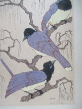 Load image into Gallery viewer, 1920s Art Deco Colour Woodcut by Martin Erich Philipp. Crows Ravens
