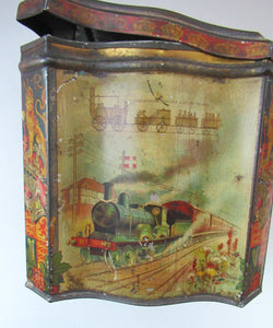 Antique Colman's Mustard Tin. Images of Queen Victoria, Transportation etc. c 1898
