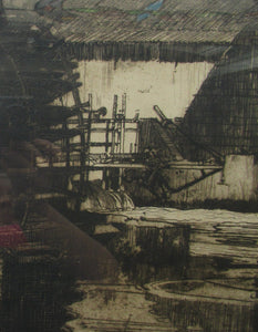 Frank Brangwyn Pencil Signed Etching The Mill Wheel Montreuil
