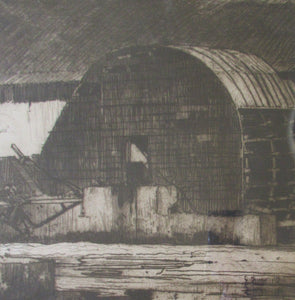 Frank Brangwyn Pencil Signed Etching The Mill Wheel Montreuil