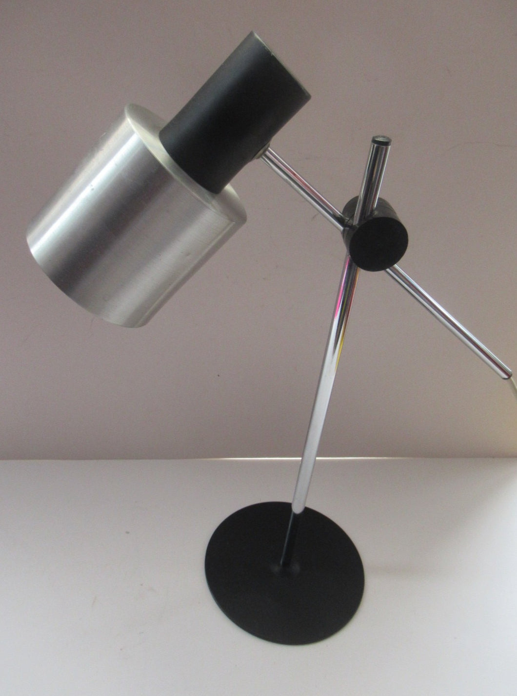 Vintage 1960s Italian Desk Lamp Table Lamp Prova Black  Silver