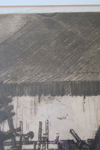 Frank Brangwyn Pencil Signed Etching The Mill Wheel Montreuil