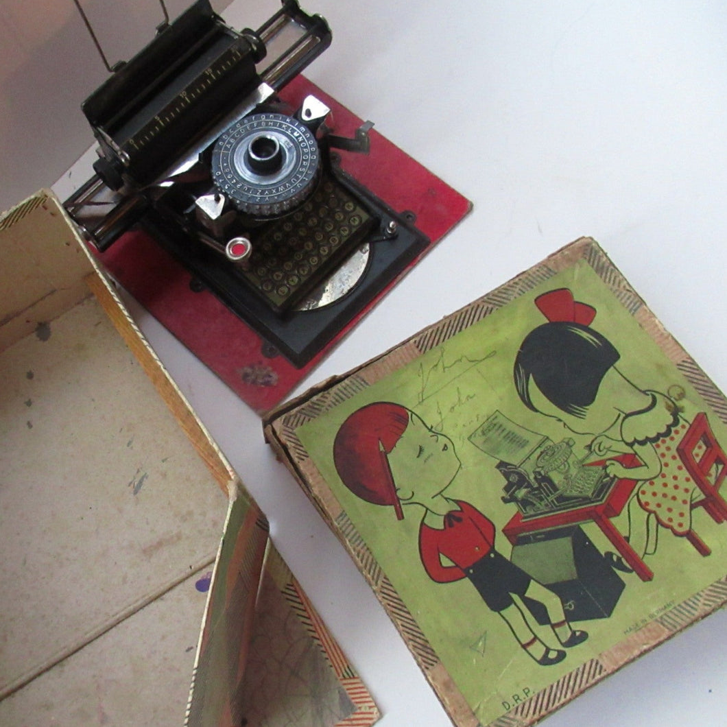 Tinplate German Toy Daisy Wheel Typewriter DRGM DRP Patent 1920s / 1930s 