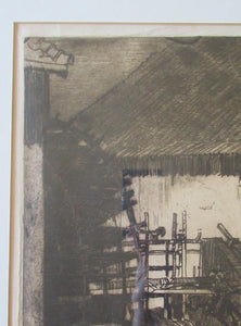 Frank Brangwyn Pencil Signed Etching The Mill Wheel Montreuil