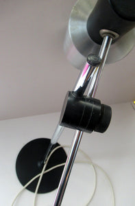 Vintage 1960s / 1970s ITALIAN Adjustable Table Lamp or Desk Lamp by PROVA. Black & Silver Model