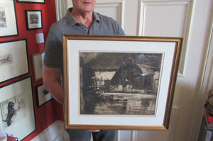 Frank Brangwyn Pencil Signed Etching The Mill Wheel Montreuil