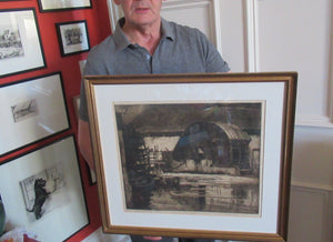 Frank Brangwyn Pencil Signed Etching The Mill Wheel Montreuil