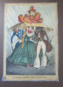 1820s Original Georgian Print Fashion Satire on Large Hats William Heath