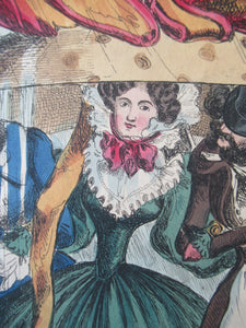 1820s Original Georgian Print Fashion Satire on Large Hats William Heath