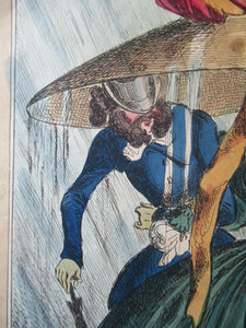 1820s Original Georgian Print Fashion Satire on Large Hats William Heath