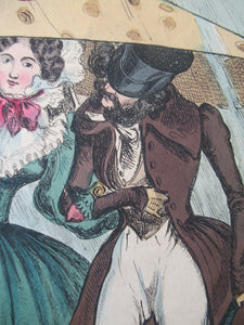 1820s Original Georgian Print Fashion Satire on Large Hats William Heath