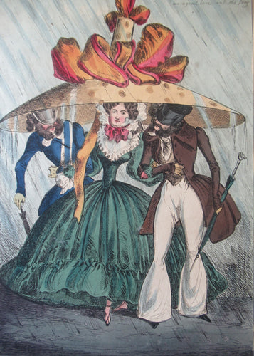 1820s Original Georgian Print Fashion Satire on Large Hats William Heath