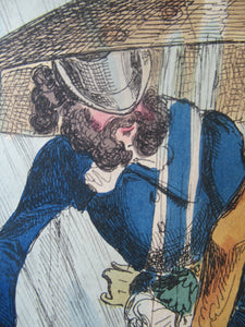 1820s Original Georgian Print Fashion Satire on Large Hats William Heath
