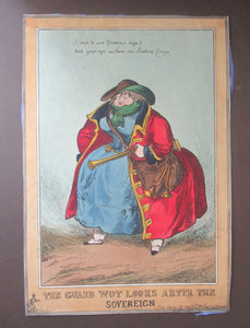 William Heath ORIGINAL 1820s Georgian Satirical Print. Lady Conyngham: The Guard Wot Looks After the Sovereign