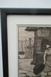Antique Print Mealtime. Fishwife Feeding the Ducks by Robert Walker Macbeth
