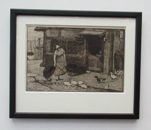 Antique Print Mealtime. Fishwife Feeding the Ducks by Robert Walker Macbeth
