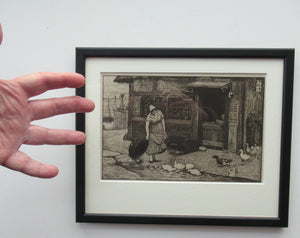 Antique Print Mealtime. Fishwife Feeding the Ducks by Robert Walker Macbeth