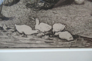 Antique Print Mealtime. Fishwife Feeding the Ducks by Robert Walker Macbeth