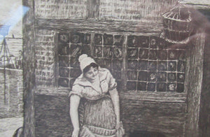 Antique Print Mealtime. Fishwife Feeding the Ducks by Robert Walker Macbeth