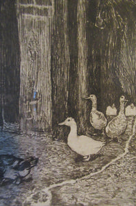 Antique Print Mealtime. Fishwife Feeding the Ducks by Robert Walker Macbeth