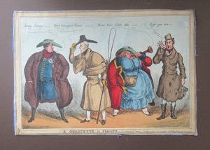 Original 1820s William Heath Satirical Print Quartette of Characters George IV, Lady Conyngham, Duke of Wellington & Robert Peel