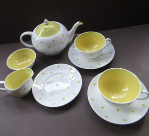 1950s Susie Cooper Bachelor or Two for Two Set Yellow Polka Dots