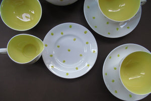 1950s Susie Cooper Bachelor or Two for Two Set Yellow Polka Dots