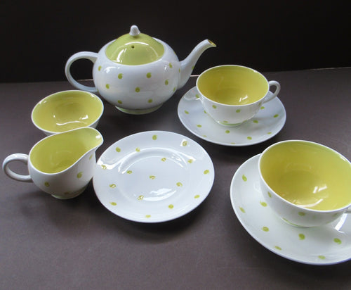 1950s Susie Cooper Bachelor or Two for Two Set Yellow Polka Dots