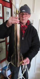 FABULOUS Substantial Vintage Late 1960s / Early 1970s Skyscraper Gold-Tone Metal Table Lamp