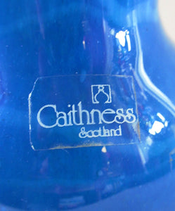 Tall Blue Caithness Glass Cadenza Hearts Vase by Colin Terris