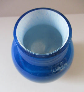 Tall Blue Caithness Glass Cadenza Hearts Vase by Colin Terris