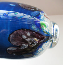 Load image into Gallery viewer, Tall Blue Caithness Glass Cadenza Hearts Vase by Colin Terris
