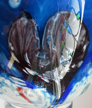 Load image into Gallery viewer, Tall Blue Caithness Glass Cadenza Hearts Vase by Colin Terris
