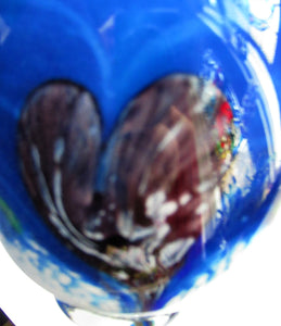 Tall Blue Caithness Glass Cadenza Hearts Vase by Colin Terris